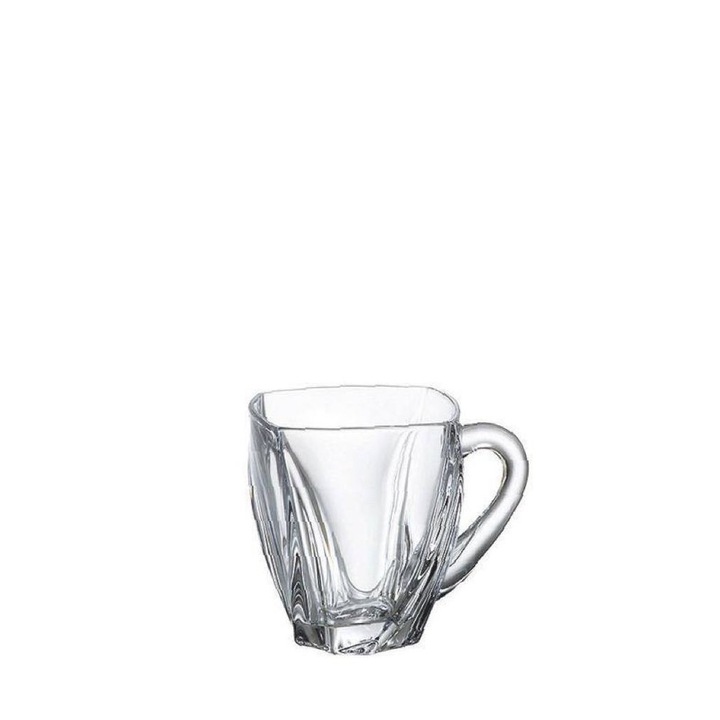 Set 6 cesti cu farfurii , Cristalit ,Bohemia,120 ml