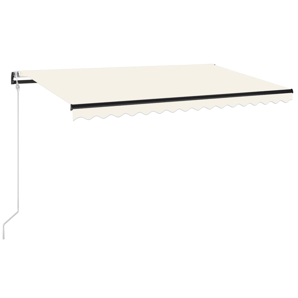 Copertina retractabila automat cu senzor de vant si LED vidaXL, Aluminiu, 400 x 350 cm, Crem