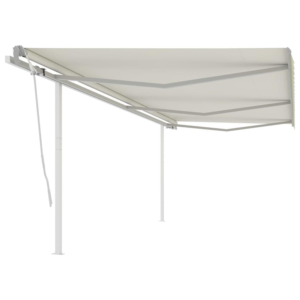 Copertina retractabila manual cu stalpi vidaXL, Tesatura, 600 x 300 cm, Crem
