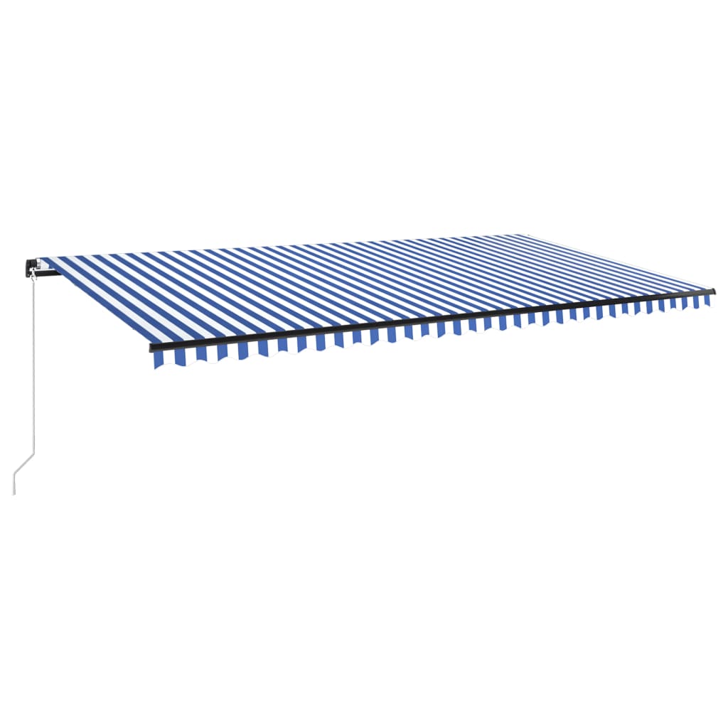 Copertina retractabila manual cu LED vidaXL, Aluminiu, 600 x 350 cm, Albastru/Alb