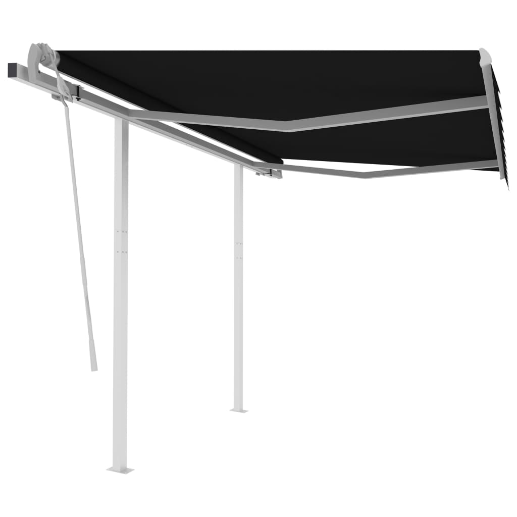 Copertina retractabila manual cu stalpi vidaXL, Tesatura, 300 x 250 cm, Antracit
