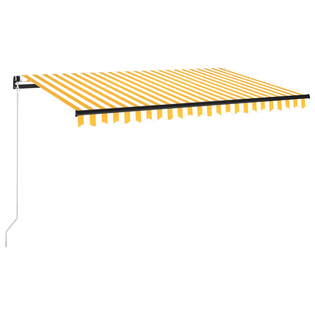 Copertina retractabila manual cu LED vidaXL, Aluminiu, 450 x 350 cm, Galben/Alb