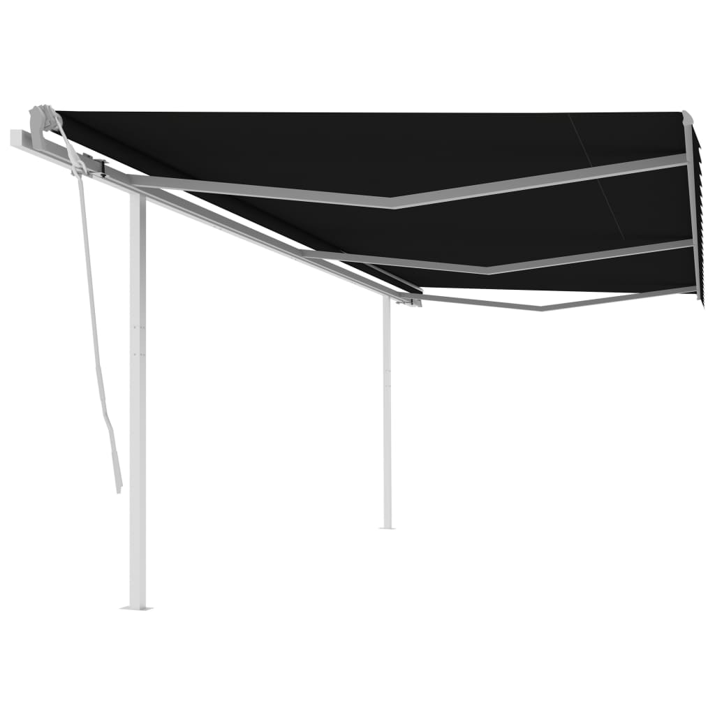 Copertina retractabila manual cu stalpi vidaXL, Tesatura, 600 x 300 cm, Antracit