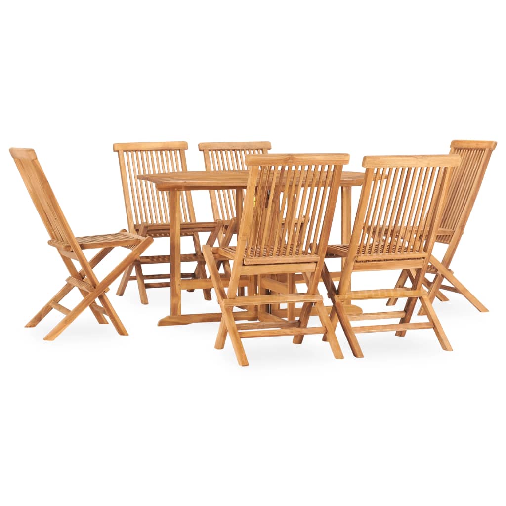 Set mobilier de exterior pliabil din 7 piese vidaXL, Lemn de tec, 120 x 120 x 75 cm/46 x 62 x 90 cm, Maro