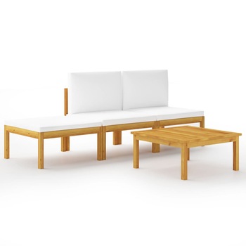 Set mobilier de gradina din 4 piese cu perne incluse vidaXL, Lemn de acacia, 63 x 63 x 30 cm, Maro/Crem Set mobilier de gradina din 4 piese cu perne incluse vidaXL, Lemn de acacia, 63 x 63 x 30 cm, Maro/Crem