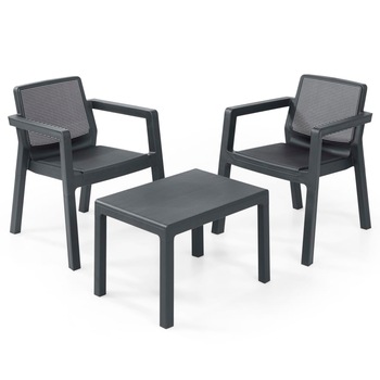 Set mobilier de exterior cu 3 piese Keter, Plastic, 68 x 64 x 76 cm, Gri Set mobilier de exterior cu 3 piese Keter, Plastic, 68 x 64 x 76 cm, Gri
