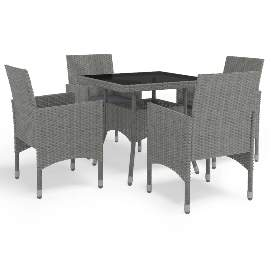 Set mobilier de gradina/exterior din 5 piese cu perne vidaXL, Poliratan, 53 x 58 x 84 cm, Gri