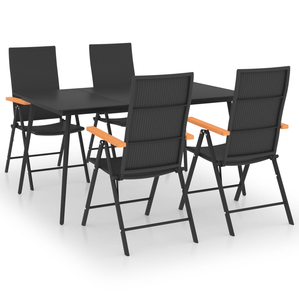 Set mobilier de gradina cu 5 piese vidaXL, Poliratan, 150 x 90 x 74 cm, Negru/Maro