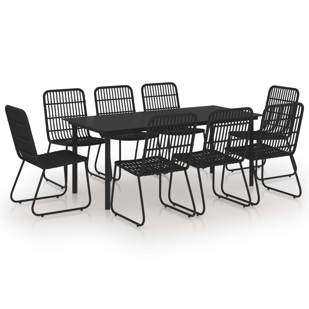 Set mobilier de gradina cu 9 piese vidaXL, Poliratan, 190 x 90 x 74 cm/66.5 x 53.5 x 90 cm, Negru