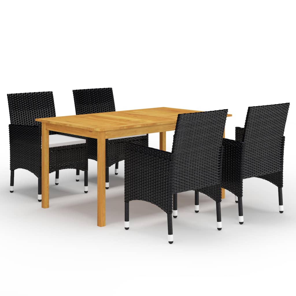 Set mobilier de gradina din 5 piese cu perne vidaXL, Poliratan, 150 x 90 x 74 cm, Negru/Maro