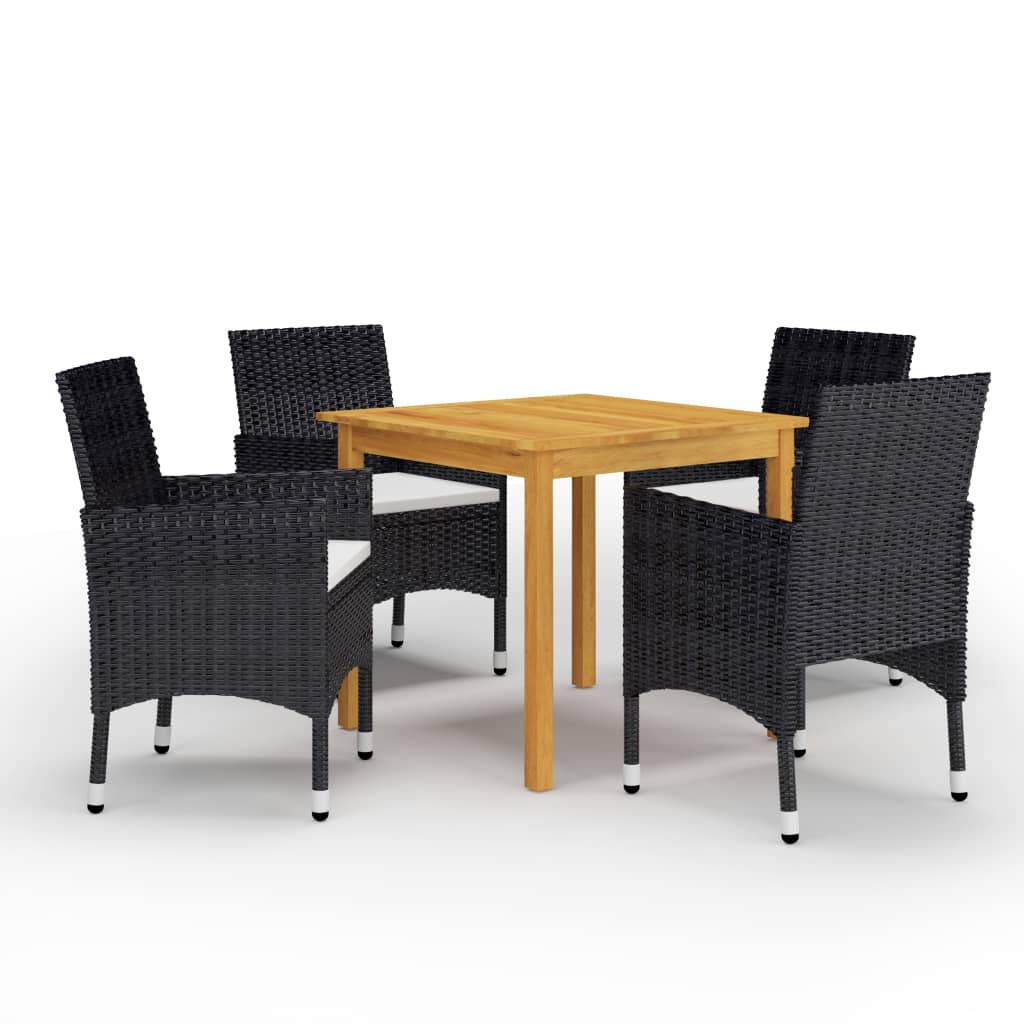 Set mobilier de gradina din 5 piese cu perne vidaXL, Poliratan, 85 x 85 x 74 cm, Negru/Maro