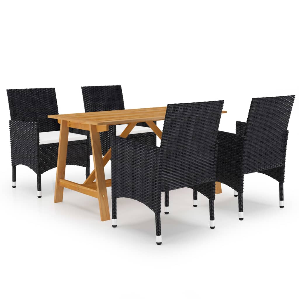 Set mobilier de gradina/exterior din 5 piese vidaXL, Poliratan, 140 x 70 x 73.5 cm, Negru/Maro