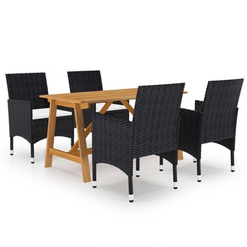 Set mobilier de gradina/exterior din 5 piese vidaXL, Poliratan, 140 x 70 x 73.5 cm, Negru/Maro Set mobilier de gradina/exterior din 5 piese vidaXL, Poliratan, 140 x 70 x 73.5 cm, Negru/Maro