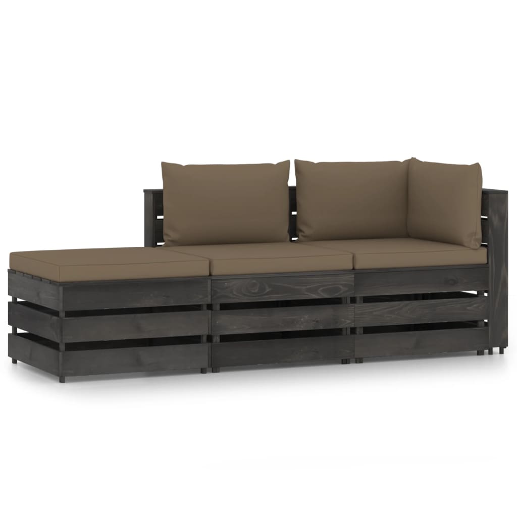 Set mobilier de gradina din 9 piese cu perne vidaXL, Lemn, Negru/Verde
