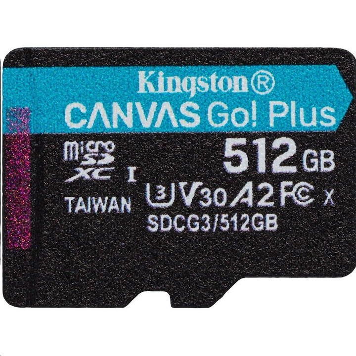 Kingston Canvas GO Plus MicroSD SDCG3/512GBSP memóriakártya, 512 GB, Class 10, UHS-I