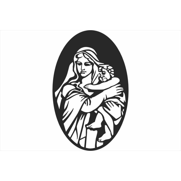 Decor perete Personalizabil Fecioara Maria din lemn 37 cm x 58 cm