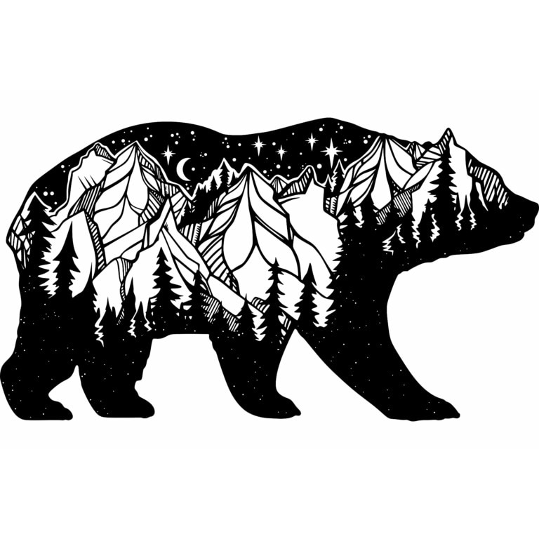 Decor perete Personalizabil Munte in Urs din lemn 58 cm x 33 cm