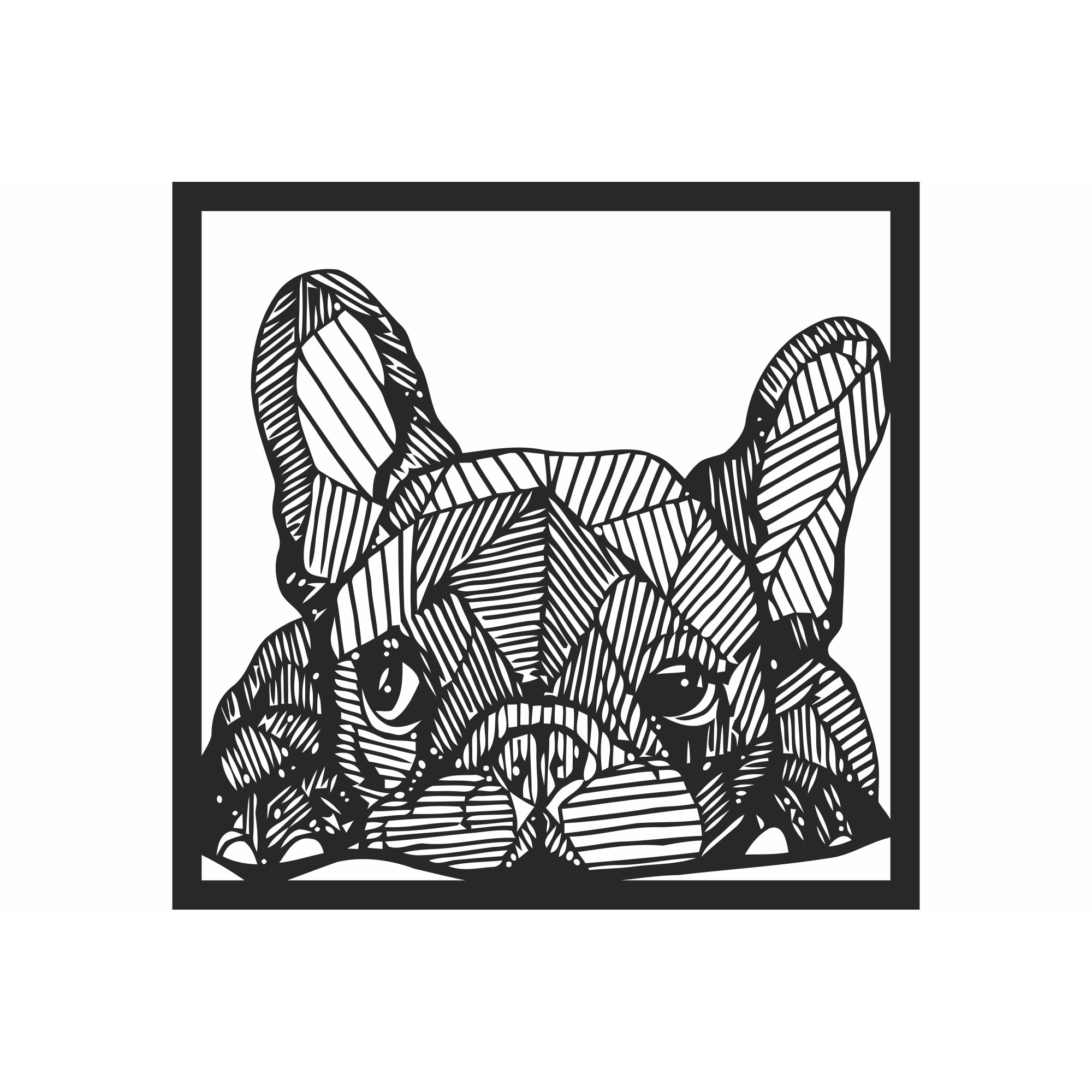 Decor Personalizabil Geometric perete Catel Bulldog din lemn 29 cm x 29 cm