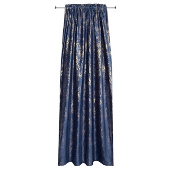 Perdea decorativa cu banda, KORNELIA 140x270 cm, Eurofirany, Albastru inchis/Auriu Perdea decorativa cu banda, KORNELIA 140x270 cm, Eurofirany, Albastru inchis/Auriu