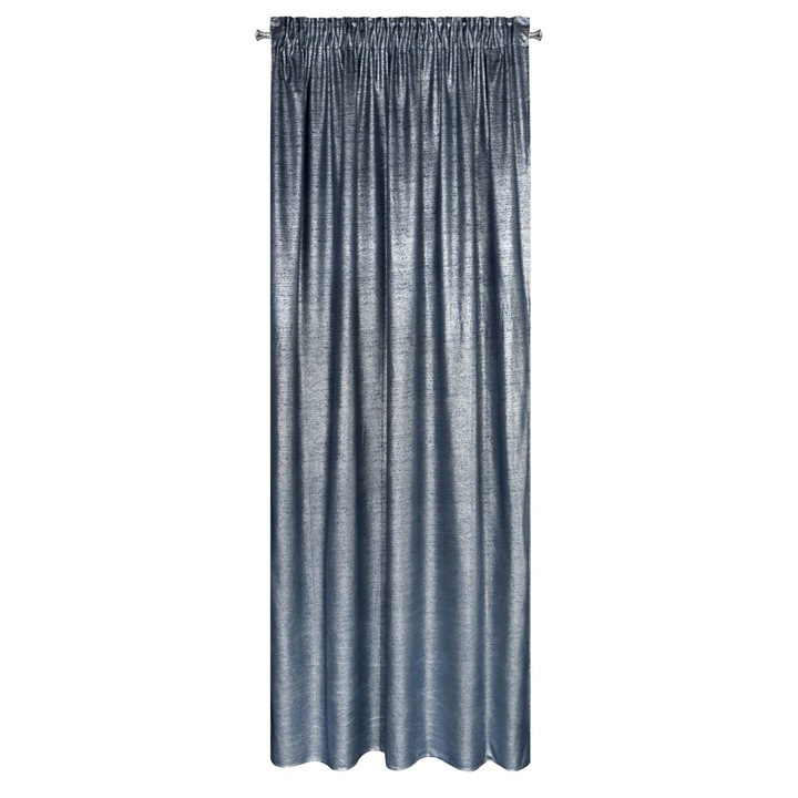 Perdea decorativa cu banda, AMBI 140x270 cm, Eurofirany, Albastru inchis/ Argintiu