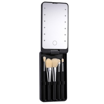 Set 5 pensule machiaj zenifique®, carcasa cu oglinda, 12 leduri, par sintetic, negru Set 5 pensule machiaj zenifique®, carcasa cu oglinda, 12 leduri, par sintetic, negru