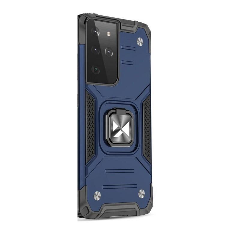 Carcasa Wozinsky Ring Armor compatibila cu Samsung Galaxy S21 Ultra, Functie magnetica, Blue
