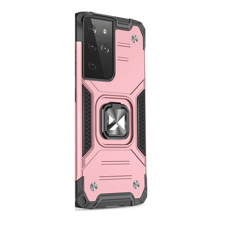 Carcasa Wozinsky Ring Armor compatibila cu Samsung Galaxy S21 Ultra, Functie magnetica, Pink
