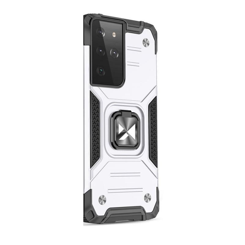Carcasa Wozinsky Ring Armor compatibila cu Samsung Galaxy S21 Ultra, Functie magnetica, Silver