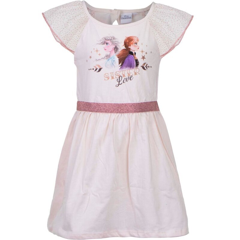 Rochie bumbac cu sclipici, Frozen, crem