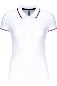 Tricou polo dama, Kariban Two Stripes K251, Alb Tricou polo dama, Kariban Two Stripes K251, Alb