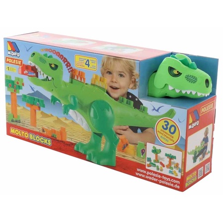 M Molto Dino Costruzioni 30 Pezzi - Dinosauro Elettronico Con Suoni Che Mangia I Blocchi, Gioco Educativo Per Bambini