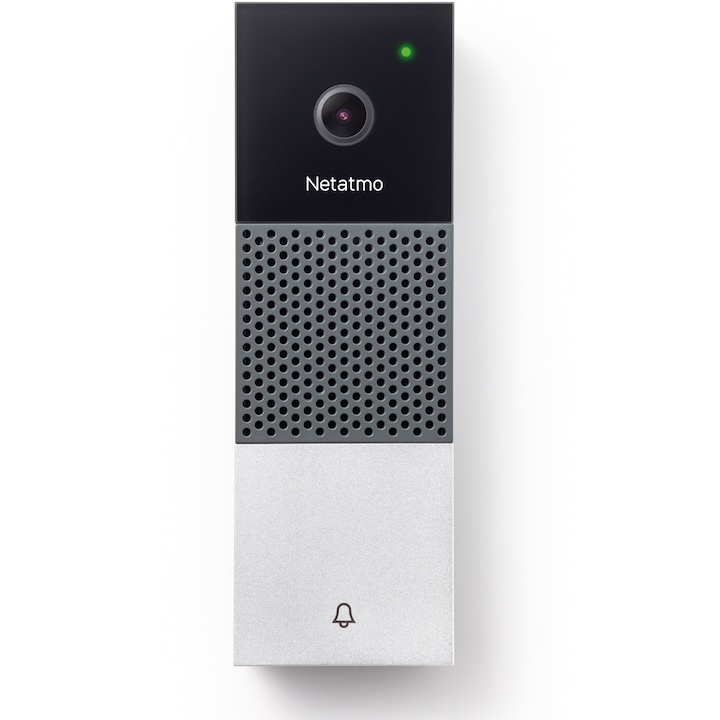 Звънец Netatmo Smart Video Doorbell NDB-EC, Wi-Fi, Night Vision, Full HD 1080p, H.264 кодиране, HDR, microSD съхранение и опция за съхранение на Dropbox или FTP сървър, съвместим с iOS и Android