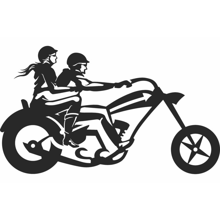 Decor perete Personalizabil Cuplu Pe Motocicleta din lemn 40 cm x 23 cm