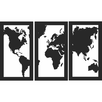 Decor perete Personalizabil 3 Parti Harta Lumii din lemn 65 cm x 38 cm Decor perete Personalizabil 3 Parti Harta Lumii din lemn 65 cm x 38 cm