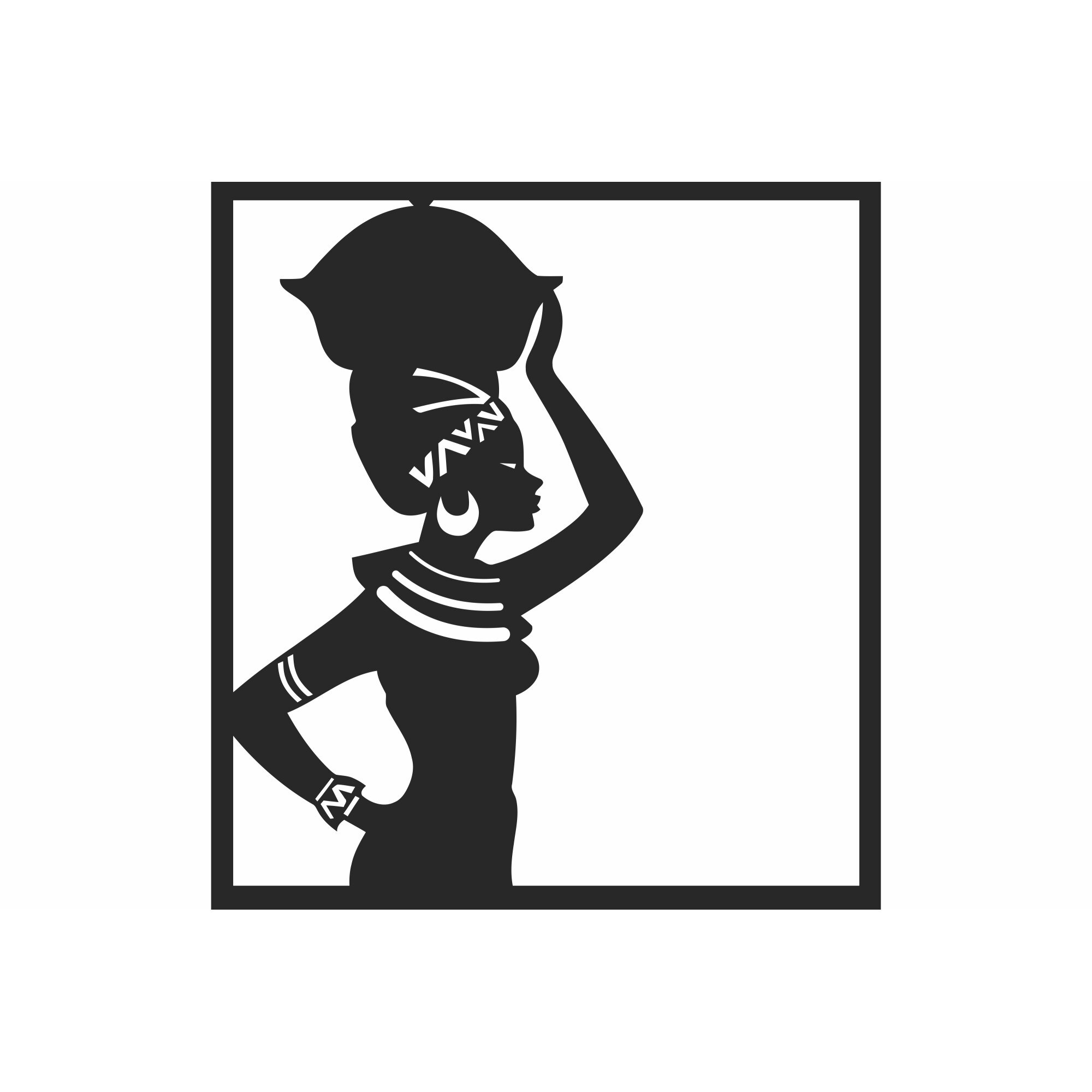 Decor perete Personalizabil Bust Doamna din Africa din lemn 27 cm x 29 cm