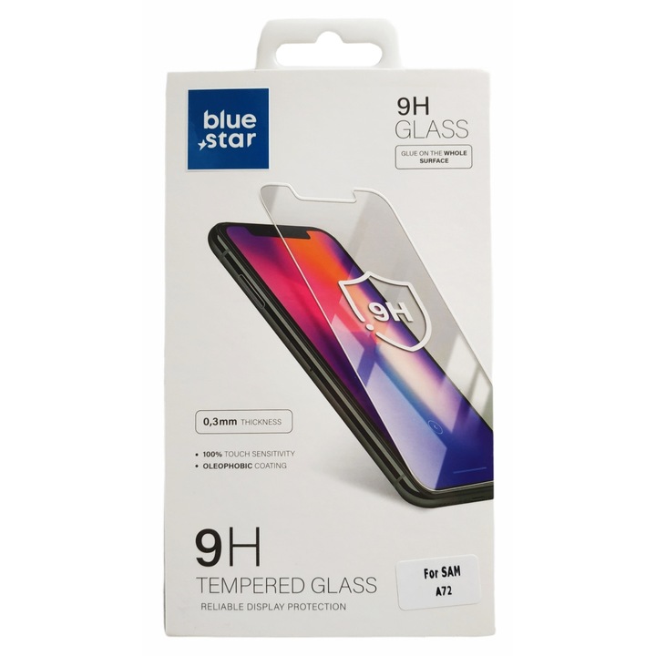 Стъклен протектор Blue Star, Tempered glass, за Samsung Galaxy A72/Galaxy A72 5G, Безцветен