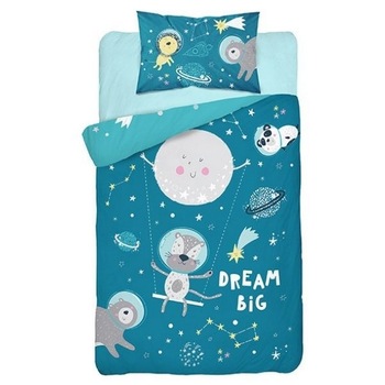 Lenjerie de pat pentru copii Detexpol, Dream Big, Bumbac, Turcoaz, 100x135cm Lenjerie de pat pentru copii Detexpol, Dream Big, Bumbac, Turcoaz, 100x135cm