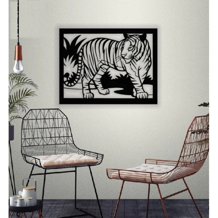 Decor perete Tigru Siberian HHH525 din lemn 29x22 cm