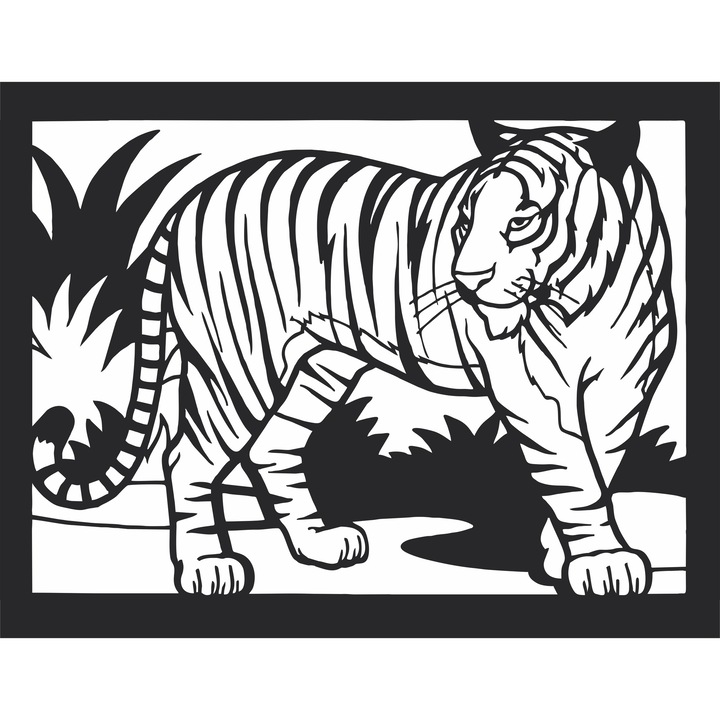 Decor perete Tigru Siberian HHH525 din lemn 29x22 cm