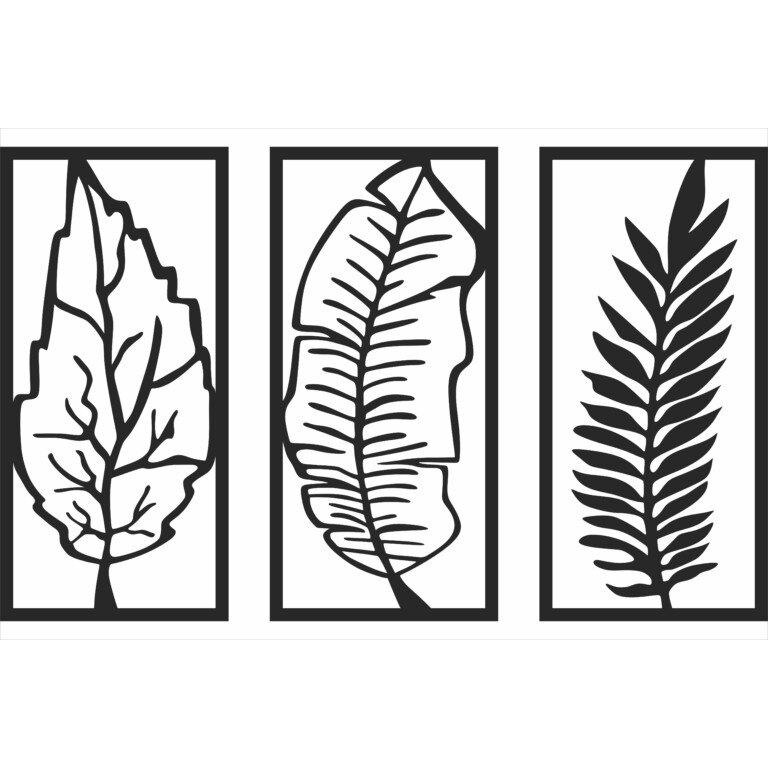 Decor perete Personalizabil 3 Parti Frunze din lemn 58 cm x 36 cm