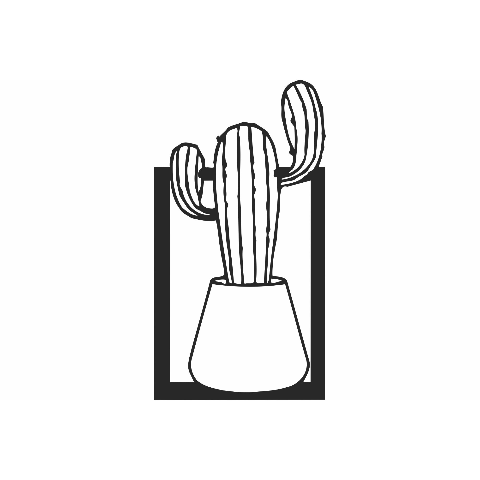 Decor perete Personalizabil Cactus in Ghiveci din lemn 20 cm x 38 cm