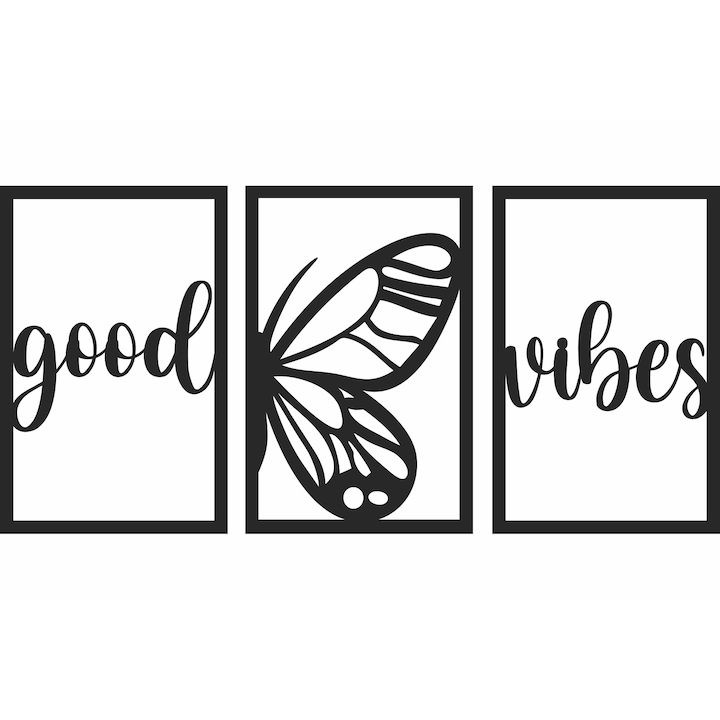 Персонализируем 3-частен Good Vibes HHH559 дървен декор за стена 114x58 cm