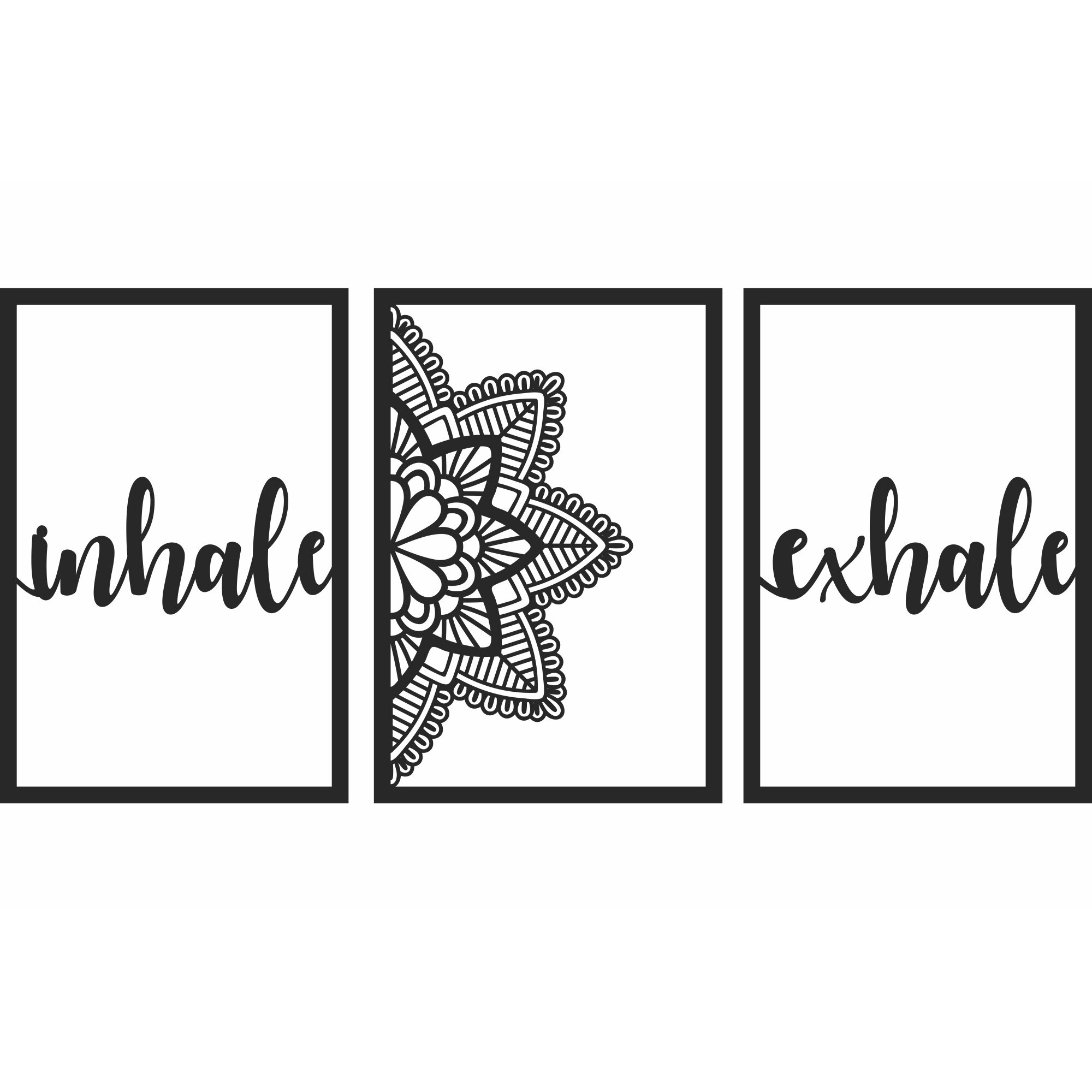 Decor perete Personalizabil 3 Parti Inspira Expira din lemn 80 cm x 38 cm