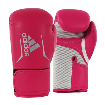 Manusi box, ADIDAS, Speed 100, piele sintetica, prindere velcro, roz/argintiu, marimea 10 oz Manusi box, ADIDAS, Speed 100, piele sintetica, prindere velcro, roz/argintiu, marimea 10 oz