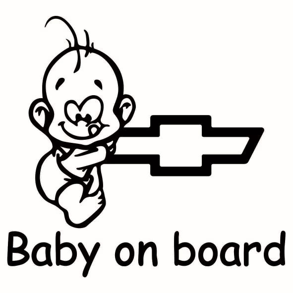 Sticker decorativ auto, logo Chevrolet , Baby on Board, negru