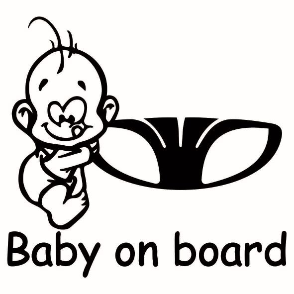 Sticker decorativ auto, logo Daewoo, Baby on Board, negru