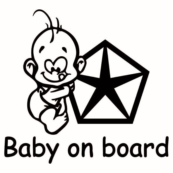 Sticker decorativ auto, logo Chrysler , Baby on Board, negru
