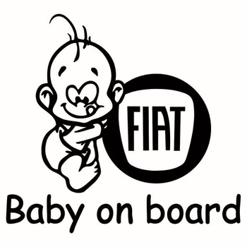 Sticker decorativ auto, logo Fiat, Baby on Board, negru Sticker decorativ auto, logo Fiat, Baby on Board, negru