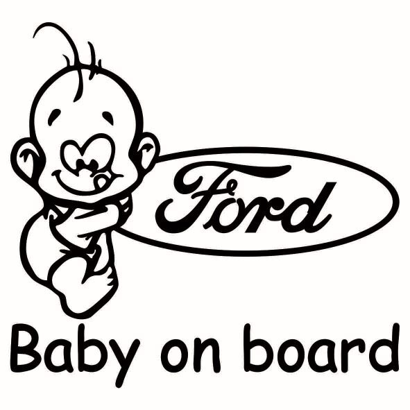 Sticker decorativ auto, logo Ford, Baby on Board, negru