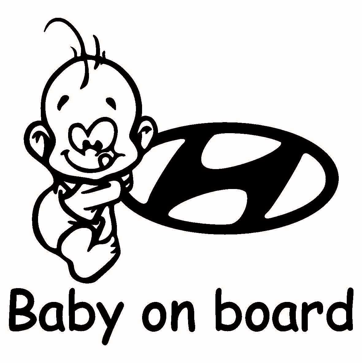 Sticker decorativ auto, logo Hyundai, Baby on Board, negru